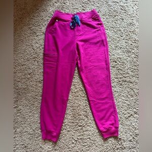 Figs Women's Vibrant Pink Joggers with Blue Accent